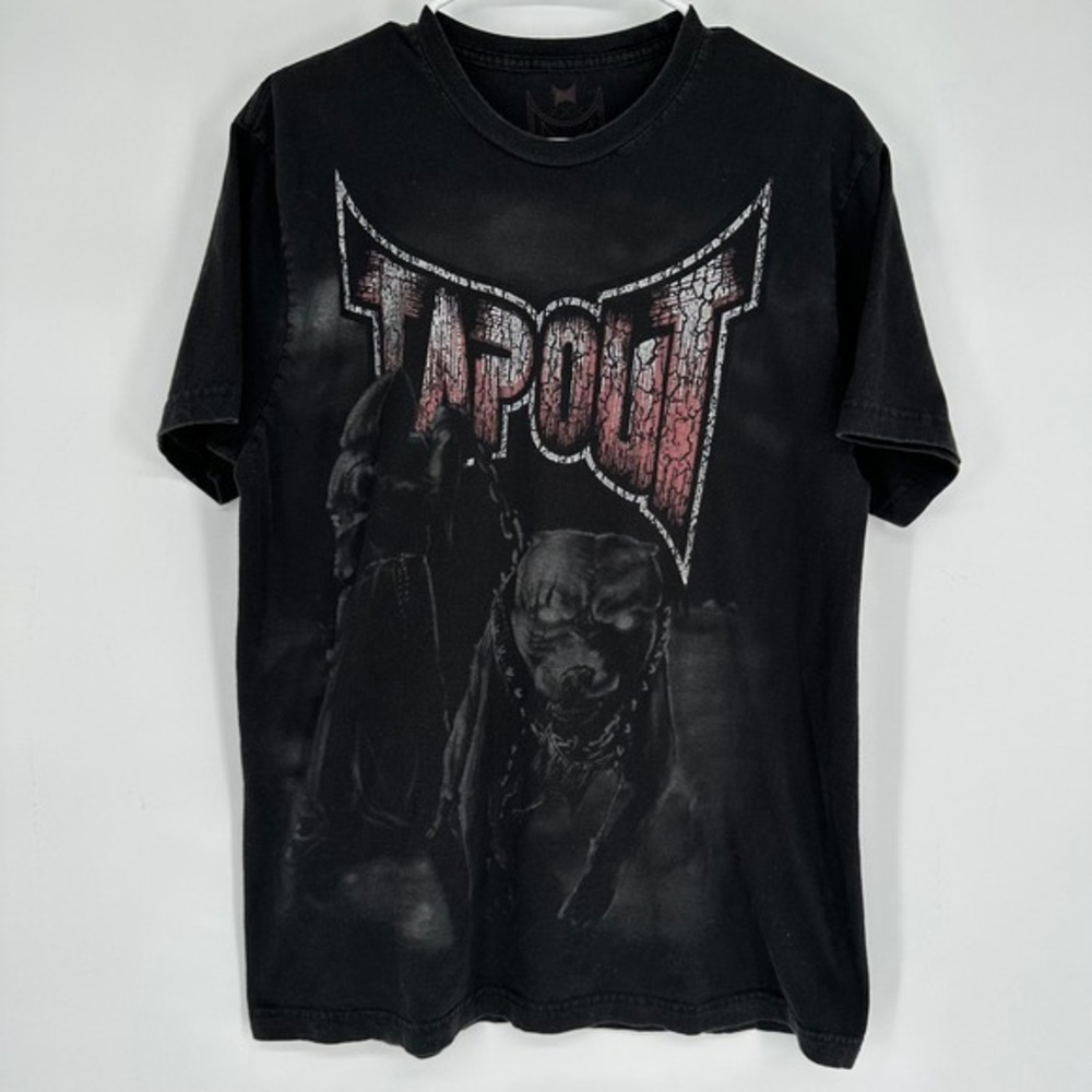 Tapout Black Label Thiago Alves Pitbull Reaper T-Shirt Mens L Black MMA UFC USA‎